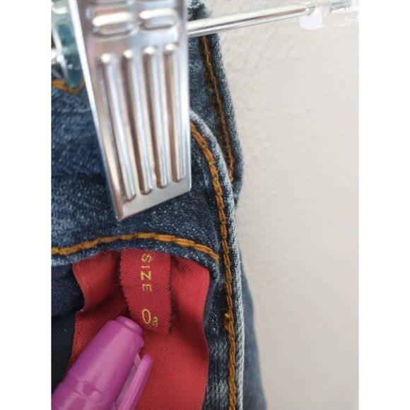 Express Skinny Jeans Women’s Size 0 Blue Medium Wash Embroidered Pockets - Picture 5 of 8